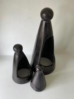 3 x zwart keramiek beeld. 3 generaties / familie / moeder, Antiek en Kunst, Kunst | Beelden en Houtsnijwerken, Ophalen