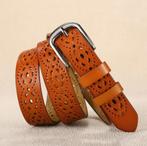 Dames bruine leren bloemen riem uitgesneden vintage vrouwen, Verzenden, Nieuw, Tailleriem, Bruin