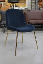 Partij leuke velvet eetkamerstoelen donkerblauw velours