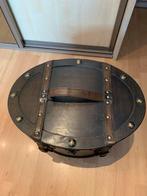 Houten Wijnkoffer Ovaal model, Bruin met slot, Antiek en Kunst, Ophalen of Verzenden