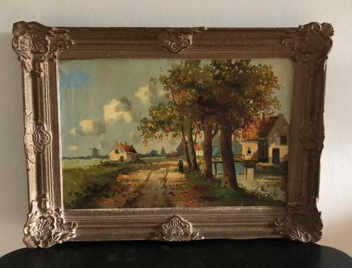 NL schilderij van Martin Lenterman met antieke lijst., Antiek en Kunst, Kunst | Schilderijen | Klassiek, Ophalen of Verzenden