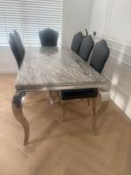 Marmeren salontafel, eettafel + stoelen, Ophalen, Overige materialen, Gebruikt, 100 tot 150 cm