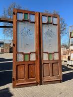 Set geëtste openslaande deuren en losse deur met bovenlicht, Antiek en Kunst, Ophalen