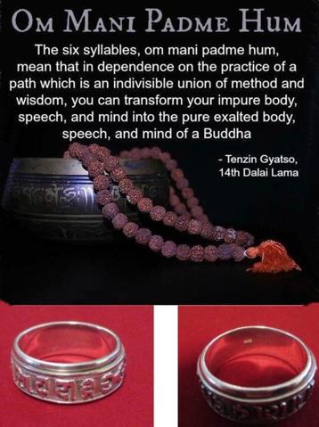 Boeddhistische 'Ohm Mani Padme Hum' meditatie spinning ring beschikbaar voor biedingen