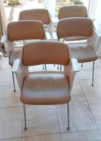 Set van 5 Gispen eetkamerstoelen model 2225, Huis en Inrichting, Stoelen, Ophalen, Gebruikt, Wit, Metaal