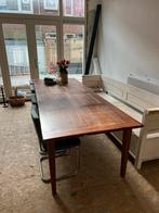 Lange houten eettafel, Huis en Inrichting, Tafels | Eettafels, Gebruikt, 200 cm of meer, Rechthoekig, 50 tot 100 cm