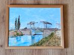 Olieverfschilderij met brug, Antiek en Kunst, Kunst | Schilderijen | Klassiek, Ophalen of Verzenden