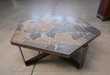 Vintage leistenen Paul Kingma Salontafel jaren 70 midcentury beschikbaar voor biedingen