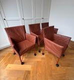 4x Montis Geraldine stoelen Bruin onderstel + Cognac Leder, Huis en Inrichting, Stoelen, Ophalen, Bruin, Zo goed als nieuw, Metaal