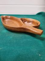 schaal hout blad vorm twee vakken, Huis en Inrichting, Woonaccessoires | Schalen en Manden, Ophalen of Verzenden, 'T Olde Gre-j