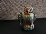 Beeldje blauw zwarte uil beschilderd aardewerk, Ophalen of Verzenden, Gebruikt, Dier