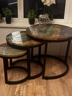 Industriële salontafels, Huis en Inrichting, Tafels | Salontafels, 50 tot 100 cm, Rond, Zo goed als nieuw, Minder dan 50 cm