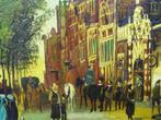 A6233. Schilderij Reproductie Oudezijds Voorburgwal Cornelis, Antiek en Kunst, Ophalen of Verzenden