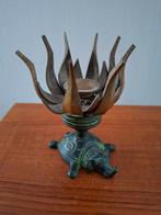 Jaren 60 messing wierook houder olifant en lotusbloem, Ophalen of Verzenden