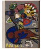 Abstracte compositie in Cobra-stijl, Antiek en Kunst, Ophalen of Verzenden