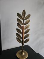 Gouden kandelaar met bladeren, incl bronzen kaars, Huis en Inrichting, Woonaccessoires | Kandelaars en Kaarsen, 25 tot 50 cm, Ophalen of Verzenden