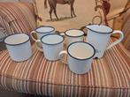 Emaille 5 drinkbekers en 1 maatbeker 1/2 L, Ophalen of Verzenden