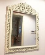 Vintage brocante barok spiegel hout wit rechthoek 80x58 cm, Huis en Inrichting, Woonaccessoires | Spiegels, Minder dan 100 cm