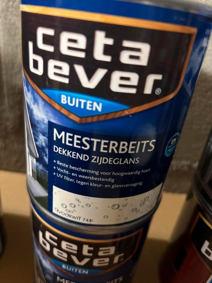 Cetabever dekkende beits ivoorwit 0,75liter, Tuin en Terras, Schuttingen, Nieuw, Hout, Ophalen of Verzenden
