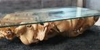 Unieke Boomstam Salontafel, Ophalen, Gebruikt, 100 tot 150 cm, Glas