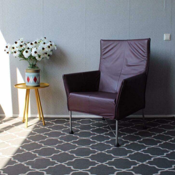 3x Montis Charly fauteuil - Aubergine, rvs frame, Huis en Inrichting, Banken | Voetenbanken en Poefen, Zo goed als nieuw, Leer
