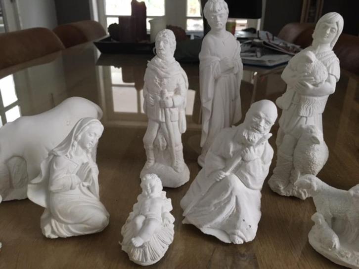 Zelf inkleuren: complete kerstgroep van gips, Hobby en Vrije tijd, Schilderen, Nieuw, Overige typen, Ophalen of Verzenden