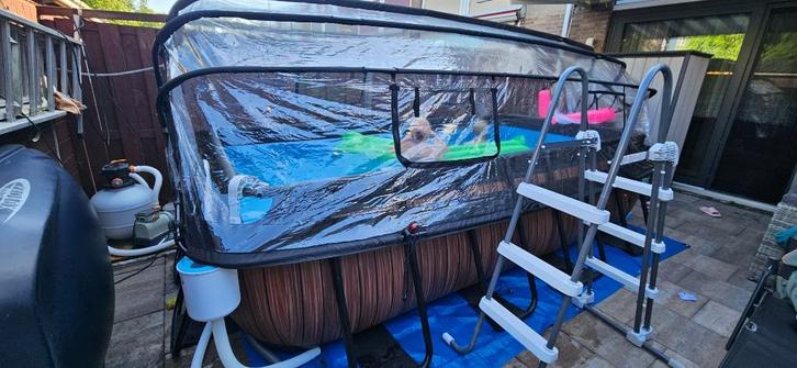 Zwembad met overkapping, Tuin en Terras, Zwembaden, Zo goed als nieuw, Opzetzwembad, 80 tot 120 cm, 200 tot 400 cm, 200 tot 300 cm