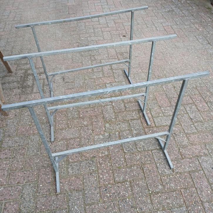 Metalen kraam schragen ,div koperwerk ,antieke mini viskraam, Diversen, Rommelmarktspullen, Gebruikt, Ophalen of Verzenden