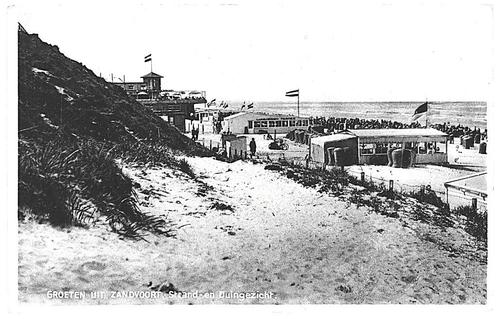700041 Zandvoort 1933 Strand en duingezicht Gelopen met, Verzamelen, Ansichtkaarten | Nederland, Gelopen, Noord-Holland, 1920 tot 1940