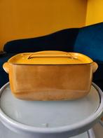 Vintage mosterdgele gietijzeren pan, Ophalen of Verzenden, Gebruikt, Gietijzer, Koekenpan of Braadpan