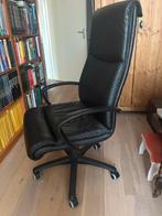Bureau stoel leer, Huis en Inrichting, Bureaustoelen, Ophalen, Gebruikt, Zwart