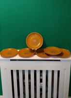 6 Vintage Arcopal ontbijt borden caramel bruin bord jaren 70, Nieuw, Ophalen of Verzenden, Glas, Bord(en)