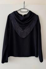 Blouse met franjes, Zwart, Ophalen of Verzenden, Zo goed als nieuw, Lange mouw