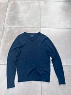 TOMMY HILFIGER DONKERBLAUW 100% WOL WOLLEN TRUI PULLOVER L, Maat 52/54 (L), Blauw, Tommy Hilfiger, Ophalen of Verzenden