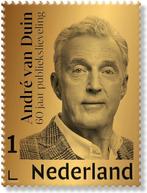 Postzegel met goud André van Duin 60 jaar publiekslieveling, Ophalen of Verzenden, Na 1940, Postfris