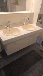 Wastafel en wastafel onderkast, Huis en Inrichting, Badkamer | Badkamermeubels, Ophalen, Gebruikt, 100 tot 150 cm, Minder dan 100 cm