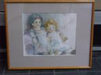 Schattige aquarel van twee poppen, Ophalen of Verzenden