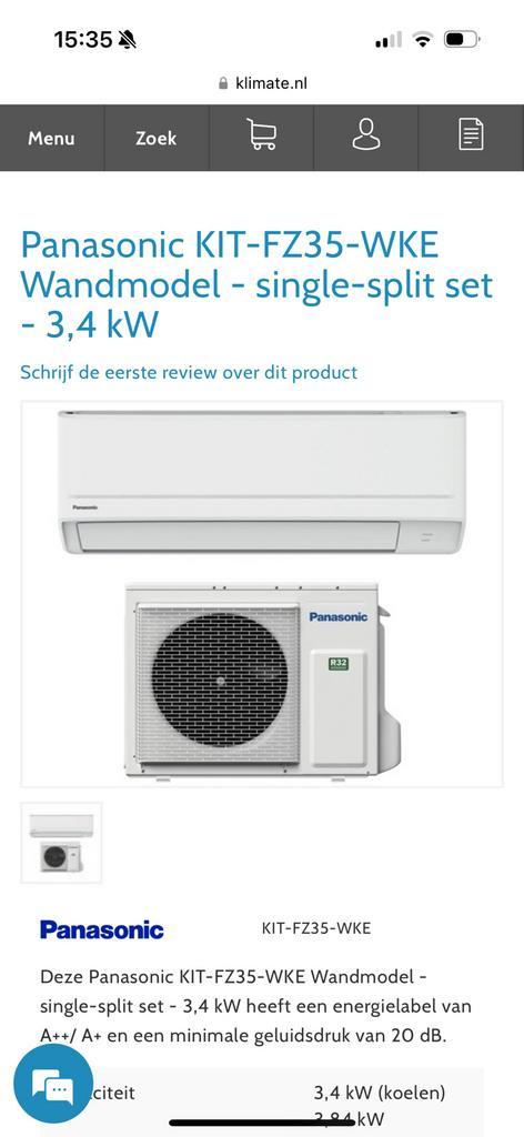 Panasonic airco model 	CS-FZ35WKE, Witgoed en Apparatuur, Airco's, Zo goed als nieuw, Wandairco, 100 m³ of groter, 3 snelheden of meer