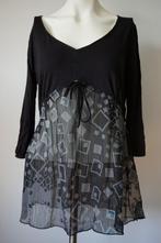 CASA BLANCA Geweldige Zwart Shirt/Blouse met Petrol 38 M, Maat 38/40 (M), Zwart, Ophalen of Verzenden, Lange mouw