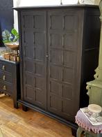 Vintage Spaanse kast, zwart Ibiza kastje, servieskast VdlM, Ophalen, 100 tot 150 cm, Zo goed als nieuw, Oude legkast, speelgoedkast linnenkast brocante uniek