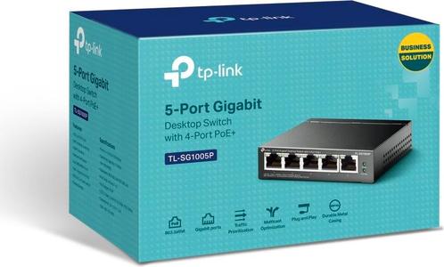 TP-Link TL-SG1005P 5-Poorts Gigabit PoE+ Switch - Nieuw, Computers en Software, Netwerk switches, Nieuw, Ophalen