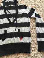 Bershka zwart grijs gestreepte angora trui v-hals capuchon L, Kleding | Dames, Zwart, Maat 42/44 (L), Nieuw, Bershka