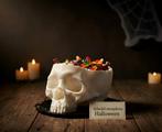 Realistische schedel snoepkom | Halloween schedeldecoratie, Verzenden, Nieuw, Feestartikel, Halloween of Griezel