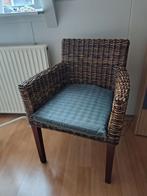 Mooie rieten stoel met armleuning, Huis en Inrichting, Stoelen, Ophalen, Gebruikt, Bruin, Hout