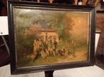 Antieke prent in lijst, jachttafereel, Ophalen
