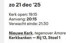 Kerstconcert Nieuwe Kerk Den Haag (zon. 21-12 20.15 uur), Tickets en Kaartjes, Drie personen of meer, Overige soorten, Overige typen