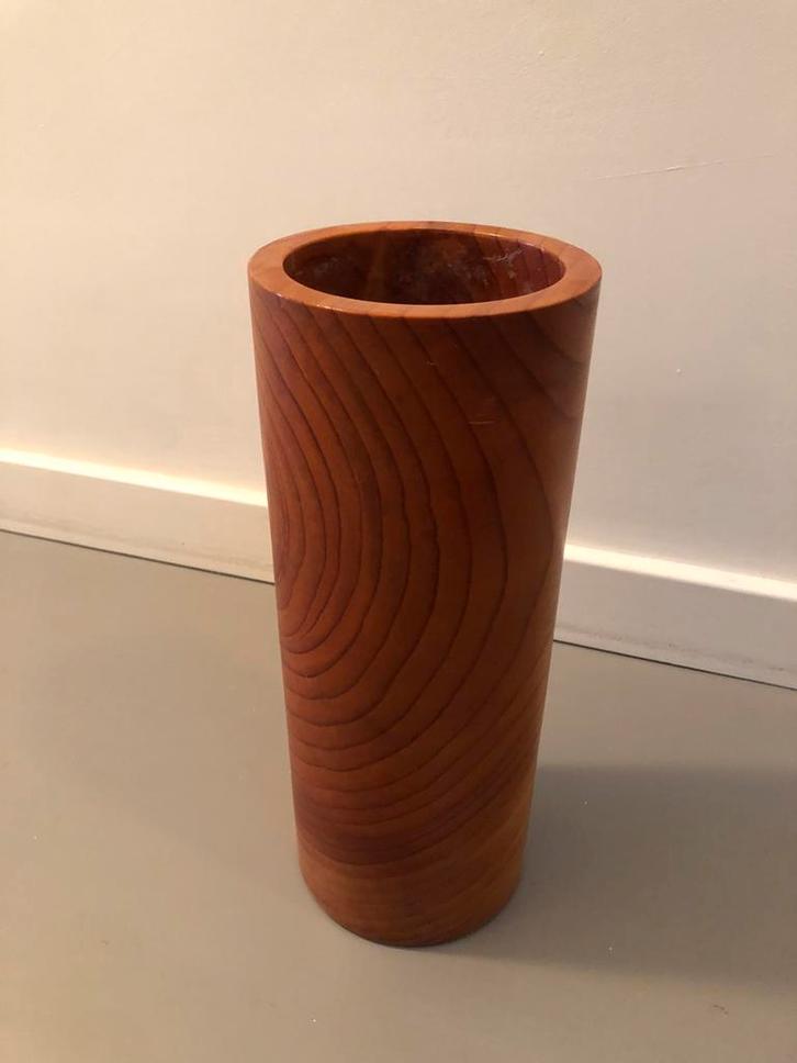 Vintage houten vaas Christiaan Jorg, Huis en Inrichting, Woonaccessoires | Vazen, Gebruikt, Overige kleuren, Minder dan 50 cm