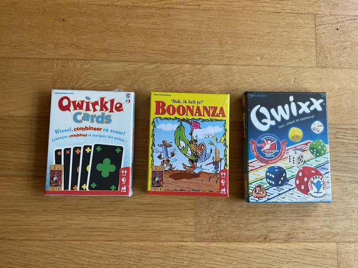 Boonanza, Qwirkel cards, Qwixx. Nieuw in folie. SINT TIP., Hobby en Vrije tijd, Gezelschapsspellen | Kaartspellen, Zo goed als nieuw