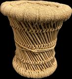 Franse kruk plantentafel gevlochten touw Bamboe Japandi, Verzenden, Zo goed als nieuw, Hout