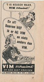 Retro reclame 1946 Vim schuimt en krast niet, Verzamelen, Verzenden, Overige typen